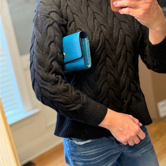 COACH Textured Leather Slim Envelope Wallet w/Pop-Up Pouch: Teal & Purple - Picture 16 of 16